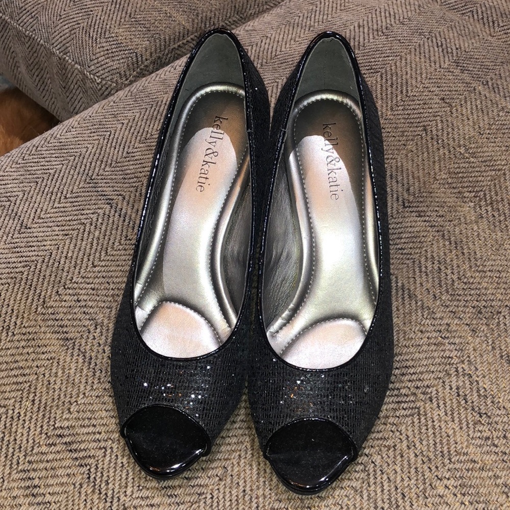 sparkly black high heels